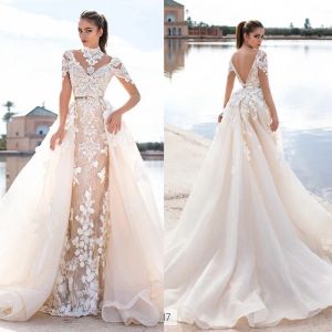 Llorenzorossib Ridal Wedding Dresses Wish Sash Sexig rygglös skräddarsydd brudklänningar Applique Löstagbar sjöjungfrun bröllopsklänning