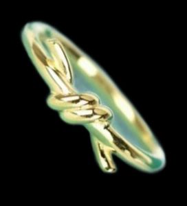 18K gold knot ring fashion designer ring men and women wedding gift factory whole and retail2560998