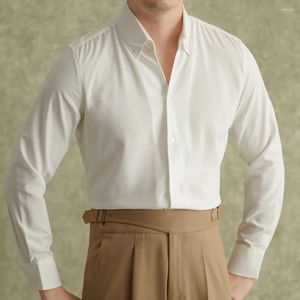 Camicie casual da uomo marca di moda 2024 Spring Stretchble Solid Men Shirt Summer Collar British Collar a maniche lunghe Slip vestito