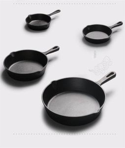 Cast Iron Nonstick 1426cm Skillet Stekning Flat Pan Gas Induktion Spisen Iron Pot Egg Pancake Pot Kitchen Dining Tools Cookware7287472