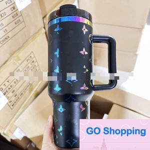 New 40Oz Car Cup Handle Cups Ice Cream Cups Vacuum Thermos Cup with Straw Factory Direct Sales Wholesale