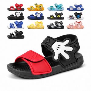 Kinder Mädchen Jungen rutschen Hausschuhe Strand Sandalen Schnallen weicher Sohle Cartoon im Freien Sneakers Schuhgröße 22-31 B9QA#