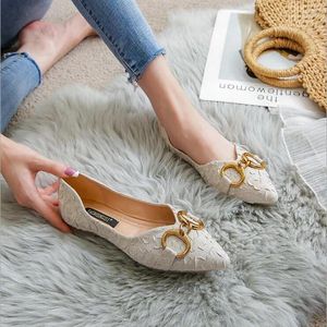 Casual Shoes Taomengsi Korean Pointed Tip Deodorant Slip-On Horseshoe With (1-3 cm) Beige Candy Color Women