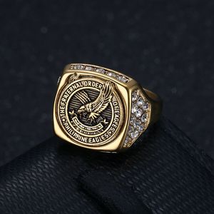 Hip Hop Stainless Steel Eagle Casting Ring Titanium Steel Gold Plated Jewelry