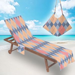 Chair Covers Geometric Printed Microfiber Beach Cover Recliner Towel With Poket Outdoor Portable Garden Pool Sun Lounger