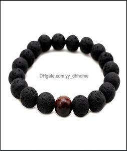 Braccialetti di perline Braccialetti Gioielli Mashion Men Lava perle Lava Black Vulcanic Roccia Tiger Occhi Energia Praga Buddha fatta a mano Buddha Preghiera in rilievo 2926049