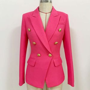 Giacche da donna vestito cappotto alla moda in metallo fibbia per la fibbia a doppio petto Slimt fit mascherato rosso rosa