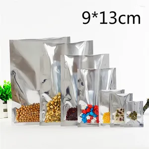 Depolama torbaları 9 13cm 200pcs/lot vakum torbaları Isı contası açık üst gümüş alüminyum folyo net ambalaj çantası gıda paketi paketi