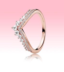 Anello di sposatura placcata in oro rosa 18k Ragazze femminili Principessa Alleranti per l'anello di diamanti CZ CZ in argento sterling con Box9578205 originale 9578205