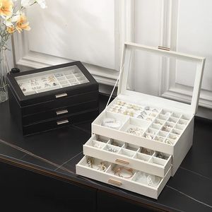 Large-Capacity Jewelry Box Desktop Earring Ring Storage Multi-Layer Drawer Necklace Bracelet Pendant Jewelry Organization Case 240410