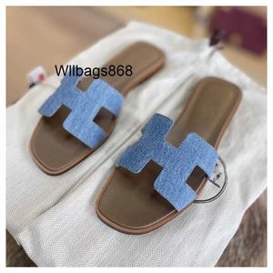 Женские дома Oran Paris Slippers Oran Sandal Denim Canvas 36 Size Slippers