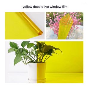 Window Stickers HOHOFILM 152cmx50cm Yellow Decorative Film House Building Glass Sticker With Glue Home Tint PET Decor