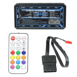 Cards Xtxinte 120mm RGB PC RECOLER RECOLADOR REMOTO CONTROLADOR DO CASA DO CASA DE 10 PORTAS 2 LUZES DE TRANHA DE LED PARA COMPUTADOR CASE