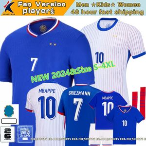 2024 25 Fan Oyuncu Fransız Futbol Forması Benzema Giroud Mbappe Griezmann Saliba Pavard Kante Maillot de Ayak Equipe Away Uzak Çocuk Kiti Jersey S-4XL Kadın Futbol Gömlek