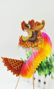 2pcspack 3D Chinese Dragon Tissue Paper Blumenkugeln Chinesische Neujahrsdekoration Wabe Hanging Dekoration9349898