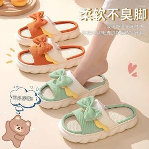 Slippers Comemore Soft EVA Thick Soles Flat Shoes Anti-slip Cute Slides Women Platform Linen Home Indoor Slipper Summer Sandals