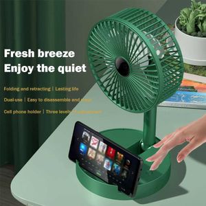 Electric Fans Portable Electric Fan Household Foldable Telescopic Fan USB Rechargeable 3 Speed Summer 2000mah Low Noise for Dormitory Office