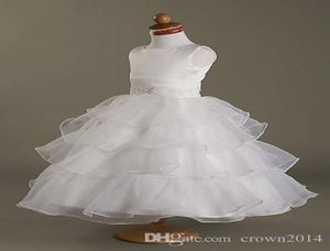 2022 Princess Dresses Little Girls Fashion Fashion Decote quadrado de comprimento de peitoril em camadas de cetim organza vestido de bola flor Dre8043336