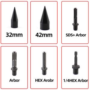 6PCS Firewood Splitter Drill Bit Round/Hex/Triangle Shank Wood Split Cone Drill Bit Woodworking Tools