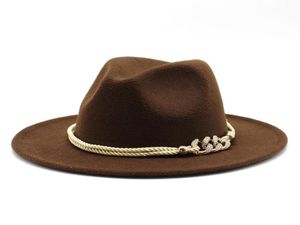 Cappelli larghi da donna da donna in lana di lana sensazione jazz fedora panama in stile cowboy trilby abito formale abito formale di grandi dimensioni bianche giallo 5860 cm A6062603