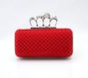 DesignerType4 Red Ladies Skull Clutch Rings Rings Four Fingers Bolsa Bolsa Noturse Bag 03918B4373072