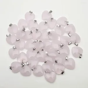 Pendant Necklaces Fashion 20mm Rose Pink Glass Heart Pendants Necklace For Jewelry Making 50Pc High Quality Charms Gift DIY Accessories
