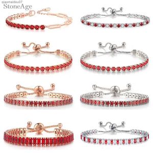 Bracelets de charme Moda Red Zircon Pulseira de tênis curta adequada para mulheres deslumbrantes em cadeia ajustável de cristal de pingente de jóias de moda no handl2404