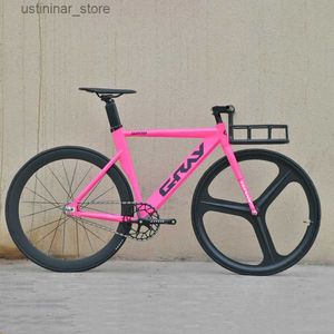 バイクライド - グレー固定ギアバイク48cm 52cm 55cmシングルスピード自転車アルミニウム合金トラック自転車700c 3/4スポークレーシングホイールvブレーキL47