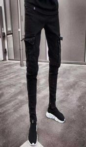 Men Skinny Jeans MultiPocket Slim Pencil Pants 2021 Black New Male Overalls Street HipHop Moto Bike Clothing Jeans X06217825239