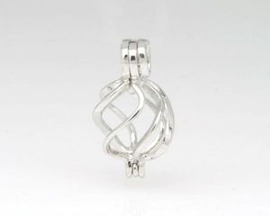 925 Silver Ed Cage Locket Sterling Silver Pearl Crystal Gem Bead Cage Pendant Montering för DIY Fashion Jewelery Charms2602472