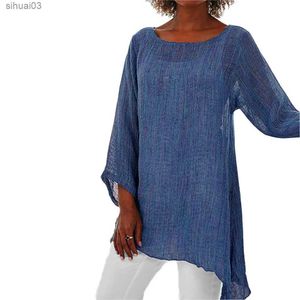 Women's T-Shirt Womens Casual Autumn Winter Long Sleeve Solid Basic Tunic Tops T-Shirt Loose Baggy Blouse Comfy Clothing Clothes 2023 Plus SizeL2403