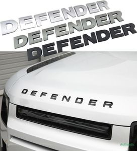 3D Stereo Harfler Rozet Logo Çıkartma Abs Defender Head Hood İsim Plakası Siyah Gri Gümüş Çıkartma Araba Styling9499122