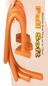 Massagem sex shop super long long silicone vibrador de bujão macia brinquedos sexuais para homens homens ânus dilat Big buttplug erótico adulto 8536589