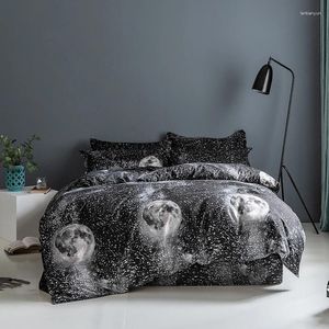 Bedding Sets Universo Planet Set Black Grey Bedcutes Reactive Print Princied Duvet Tampa com travesseiro 3pcs Single Douling King Bed