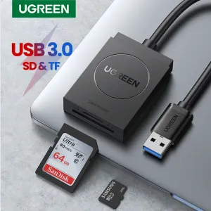 Czytniki Ugreen Card Reader USB 3.0 do SD Micro SD TF Czytnik kart do laptopa PC Smart Memory Cardreader SD Reader karty 2IN1