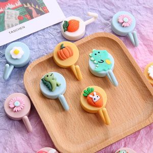 Hooks 1pc Self Adhesive Wall Key Holder Door Hanging Plastic Cute Cartoon Fruits Shape Hook For Kids Room Home Hanger