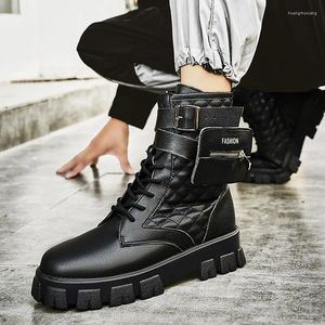 Casual Shoes Men Leather Luxury Trainers Lace Up Zipper Flats Bag Sneakers High Top Ankle Boots Owen Black Big Size