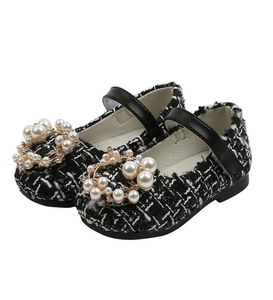 Ganze Kinder Mädchen Schuhe Perlen Prinzessin Schuh Kostüm Tweed Baby Mary Janes Schuhe Plaid Perle Kleinkinder nicht Lip Spring A2092876