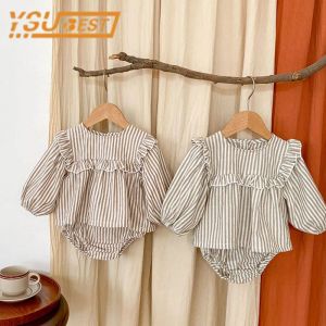 Shorts 2022 Spring Autumn Long Sleeves Dress+PP Shorts Sets Infant Baby Girls Clothing Suit Stripe Toddler Baby Girls Clothes