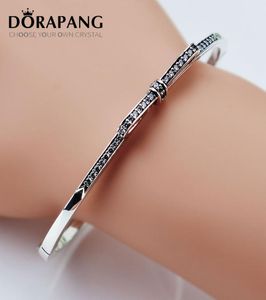 Dorapang Fine Jewelry 925 Sterling Silver Bangle with Women Wedding Party Clear CZ Fashion Bow Tie Diamond Bracelet Fit Love 8014908531