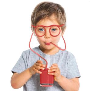 Engångskoppar halmar nyhet mjuk plaststrå halmglas återanvändbart diy dricksrör glasögon bar leveranser för barn baby festevenemang