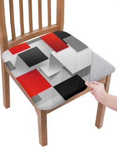 Tampas de cadeira Figura geométrica Red Black cinza abstrato sólido tampa elástica de assento para capotas de deslizamento Alongamento do protetor doméstico