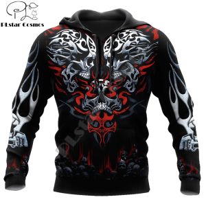 Supplies Heart Skull Funny Tattoo 3D em todos os moletons masculinos impressos e moletom outono zíper unissex capuz casual sportswear dw808