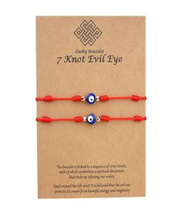 7 węzłów Blue Evil Eye Bransoletka papierowa Bransoletka Regulowana Lucky Czerwona Bracelety Para biżuteria Bransoletka Przyjaźń 2PSCS7631571