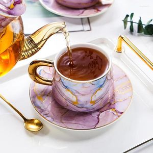 Tazze moderne minimalista colorato in pietra colorata tazza di caffè tendenza della moda in ceramica e settiera con scatola regalo con scatola regalo