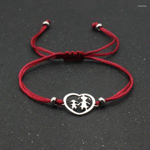 Braccialetti Charm Regolabili fatti a mano Lucky String Bracciale in acciaio inossidabile a forma di cuore Madre e figlia per donna regalo ragazza