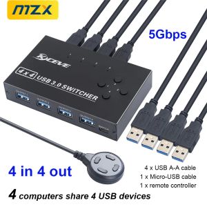 Hubs USB 3.0 Anahtar KM Seçici 4 Bilgisayar Dizüstü Bilgisayar Ana Bilgisayar Paylaşımı 4 USB Cihazları KVM Anahtarlama Kutusu Paylaşım Yazıcı Fare Klavye Uflash