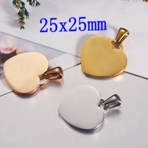 20pcslot 100 스테인레스 스틸 거울 광택 20mm 25mm 하트 태그 매력 팔찌 목걸이 DIY 보석 제조 매력 240408