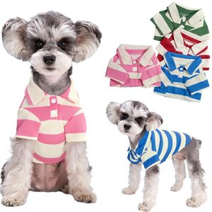 Собака летняя полосатая рубашка поло для маленьких средних собак одежда для щенка повседневная футболка для питового жилета Чихуахуа Йоркшир Бульдог Костюмы 240328