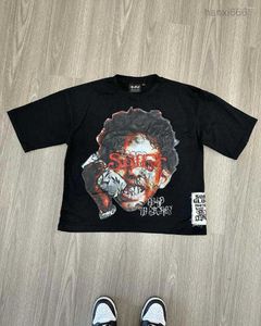 T Shirts hip-hop rap büyük resim baskılı Avrupa ve Amerikan y2k yaz kişiselleştirilmiş şık pamuk yuvarlak boyun gündelik